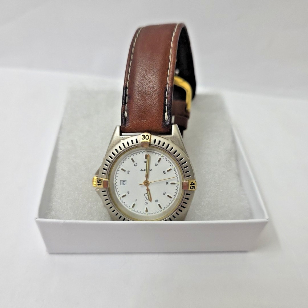 Vintage Paul Sebastian Watch Men's Genuine Leather Quartz